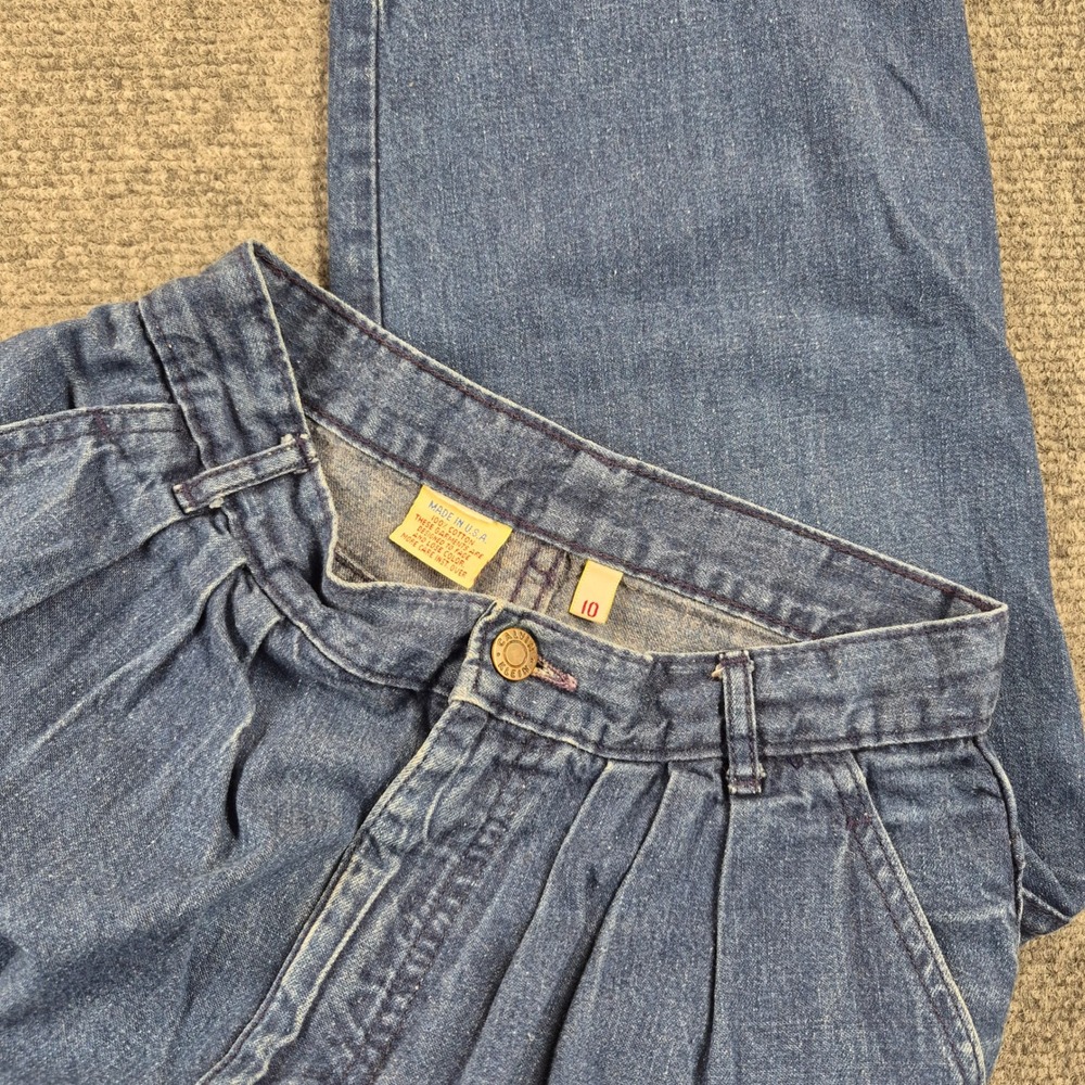 Vintage Calvin Klein High Waisted Pleated Tapered Jeans Medium Wash Blue Size 10 - Picture 8 of 9